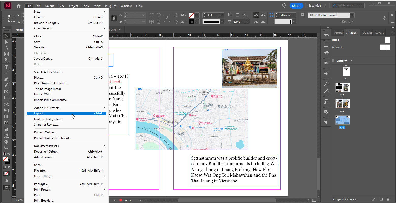 Export file to IDML format 