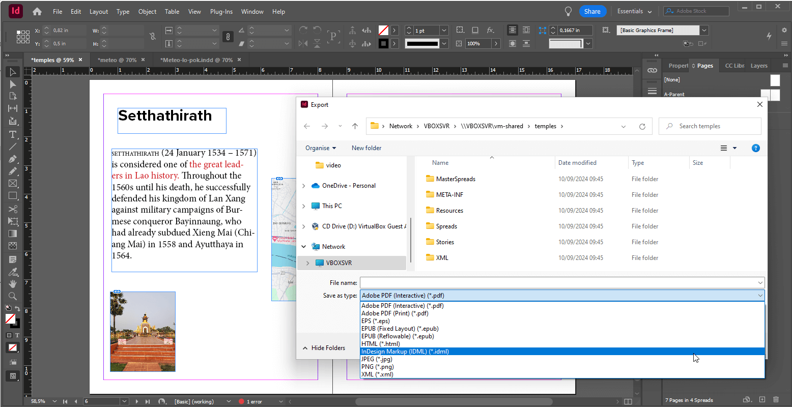 Choose IDML format 